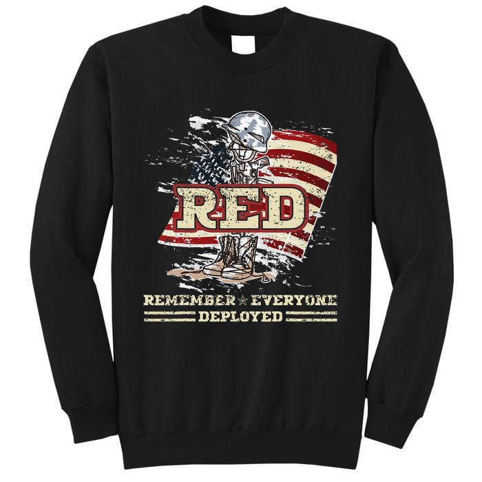 RED Friday Remember Everyone Deployed US Flag Army Vintage Tall Sweatshirt