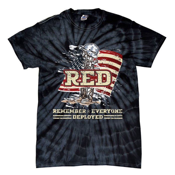 RED Friday Remember Everyone Deployed US Flag Army Vintage Tie-Dye T-Shirt