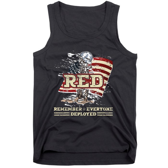 RED Friday Remember Everyone Deployed US Flag Army Vintage Tank Top