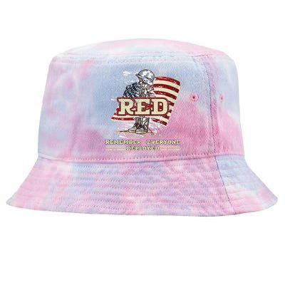 RED Friday Remember Everyone Deployed US Flag Army Vintage Tie-Dyed Bucket Hat