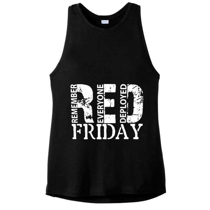 Red Friday Remember Everyone Deployed Ladies PosiCharge Tri-Blend Wicking Tank