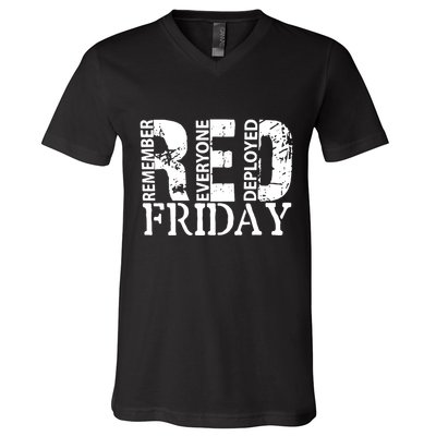 Red Friday Remember Everyone Deployed V-Neck T-Shirt