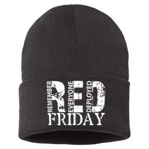 Red Friday Remember Everyone Deployed Sustainable Knit Beanie