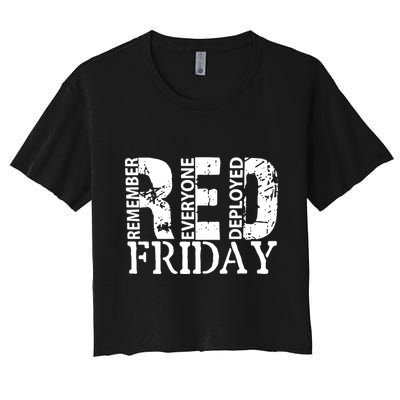 Red Friday Remember Everyone Deployed Crop Top