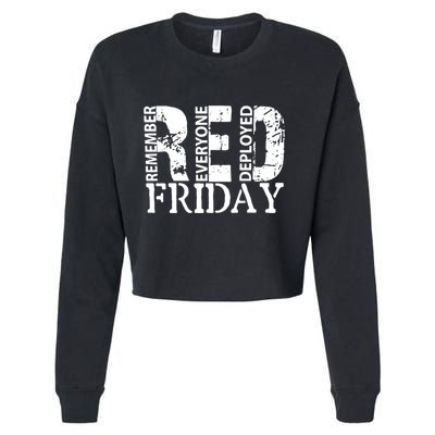 Red Friday Remember Everyone Deployed Cropped Pullover Crew