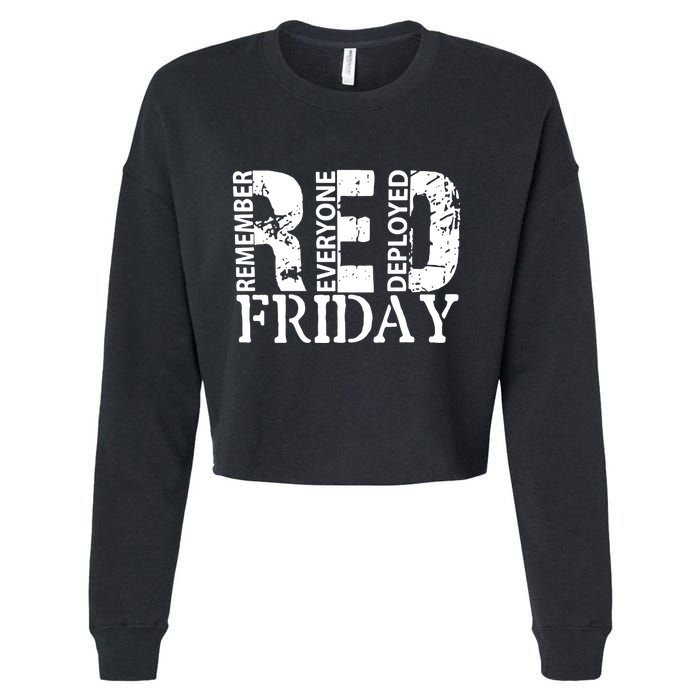 Red Friday Remember Everyone Deployed Cropped Pullover Crew