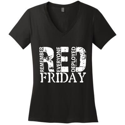 Red Friday Remember Everyone Deployed Women's V-Neck T-Shirt