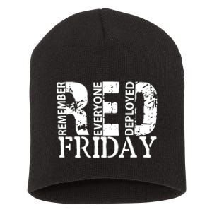 Red Friday Remember Everyone Deployed Short Acrylic Beanie