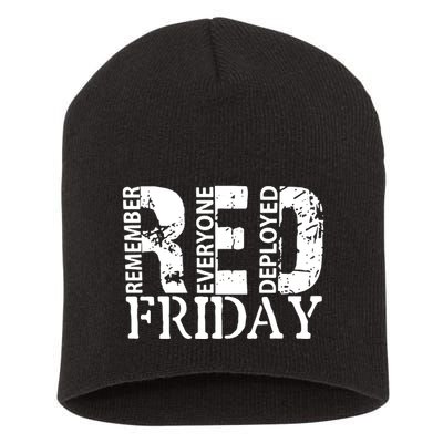 Red Friday Remember Everyone Deployed Short Acrylic Beanie