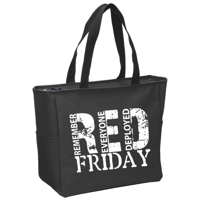 Red Friday Remember Everyone Deployed Zip Tote Bag