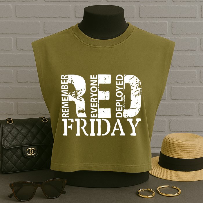 Red Friday Remember Everyone Deployed Garment-Dyed Women's Muscle Tee