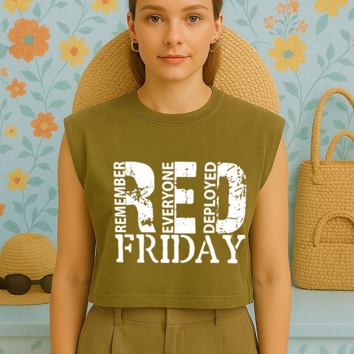 Red Friday Remember Everyone Deployed Garment-Dyed Women's Muscle Tee
