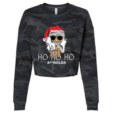 Rude Funny Santa Ugly Sweater Cropped Pullover Crew