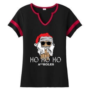 Rude Funny Santa Ugly Sweater Ladies Halftime Notch Neck Tee