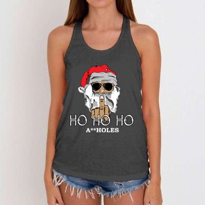 Rude Funny Santa Ugly Sweater Women's Knotted Racerback Tank