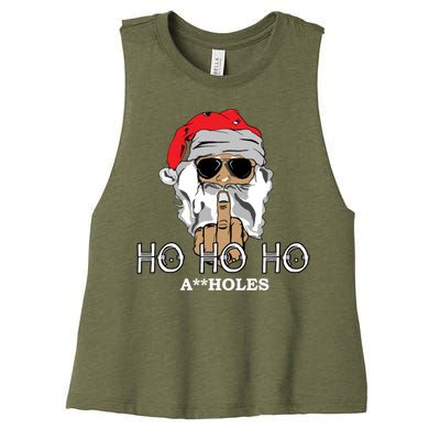 Rude Funny Santa Ugly Sweater Women's Racerback Cropped Tank