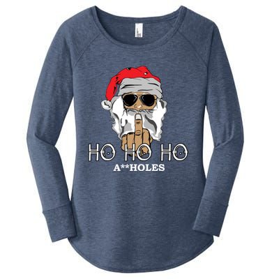 Rude Funny Santa Ugly Sweater Women's Perfect Tri Tunic Long Sleeve Shirt