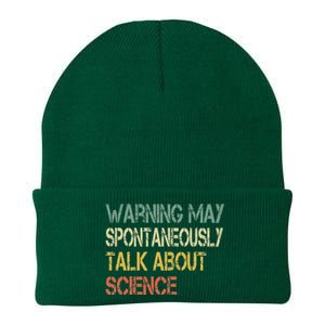 Retro Funny Scientist Warning May Talk About Science Teacher Knit Cap Winter Beanie