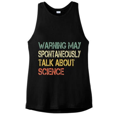 Retro Funny Scientist Warning May Talk About Science Teacher Ladies PosiCharge Tri-Blend Wicking Tank