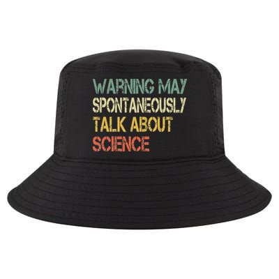 Retro Funny Scientist Warning May Talk About Science Teacher Cool Comfort Performance Bucket Hat
