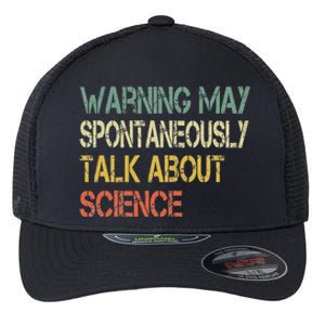 Retro Funny Scientist Warning May Talk About Science Teacher Flexfit Unipanel Trucker Cap