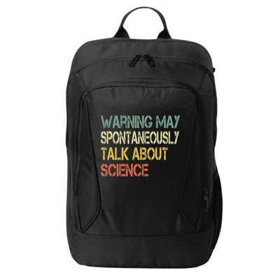 Retro Funny Scientist Warning May Talk About Science Teacher City Backpack