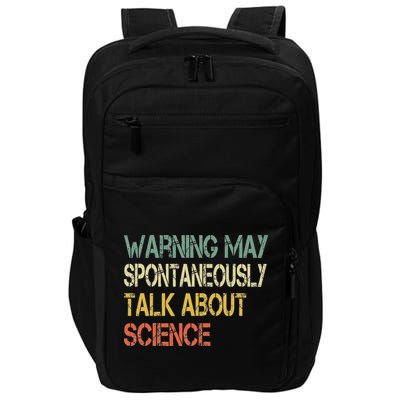 Retro Funny Scientist Warning May Talk About Science Teacher Impact Tech Backpack
