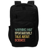 Retro Funny Scientist Warning May Talk About Science Teacher Impact Tech Backpack