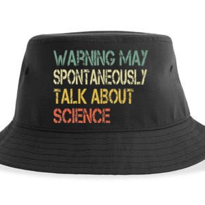 Retro Funny Scientist Warning May Talk About Science Teacher Sustainable Bucket Hat