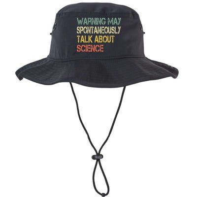 Retro Funny Scientist Warning May Talk About Science Teacher Bucket Hat