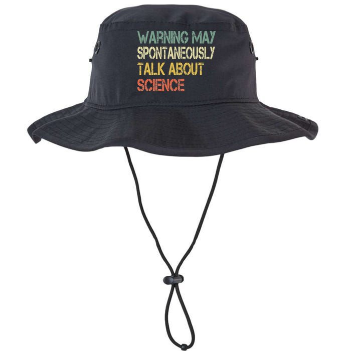 Retro Funny Scientist Warning May Talk About Science Teacher Bucket Hat