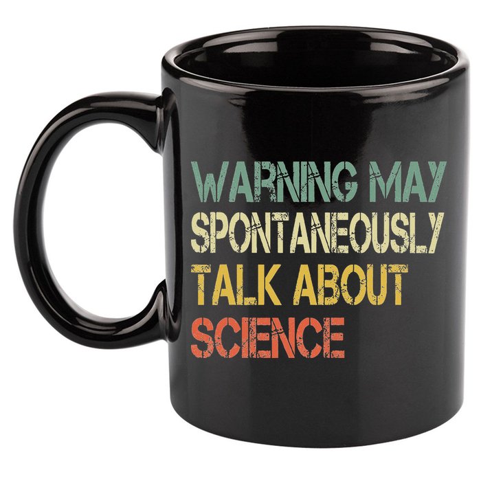 Retro Funny Scientist Warning May Talk About Science Teacher 11oz C Handle Ceramic Mug