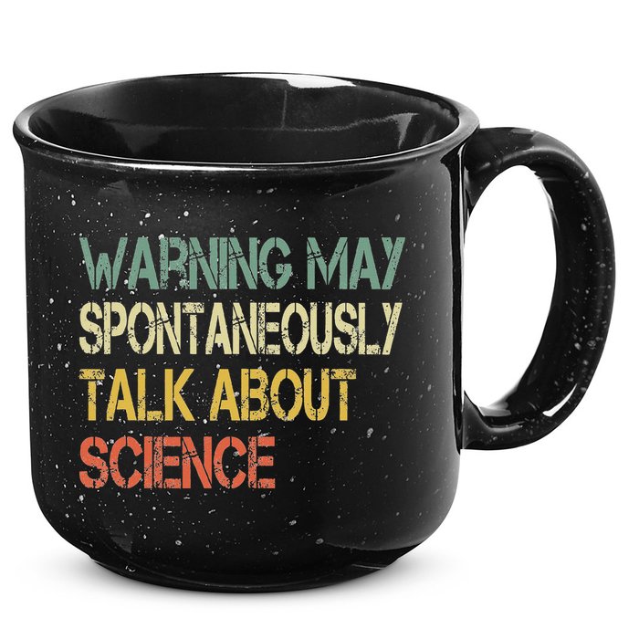 Retro Funny Scientist Warning May Talk About Science Teacher 15oz Campfire Ceramic Mug