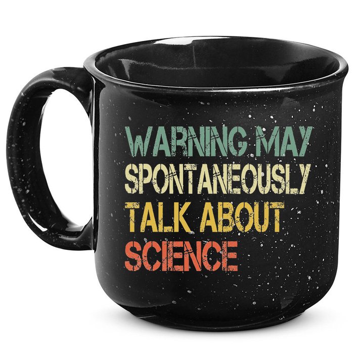Retro Funny Scientist Warning May Talk About Science Teacher 15oz Campfire Ceramic Mug