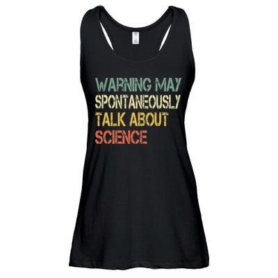 Retro Funny Scientist Warning May Talk About Science Teacher Ladies Essential Flowy Tank