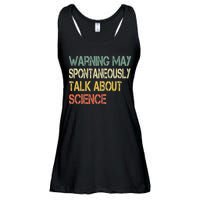 Retro Funny Scientist Warning May Talk About Science Teacher Ladies Essential Flowy Tank