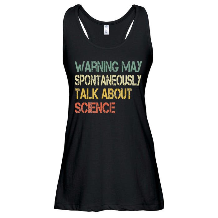 Retro Funny Scientist Warning May Talk About Science Teacher Ladies Essential Flowy Tank
