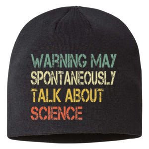 Retro Funny Scientist Warning May Talk About Science Teacher Sustainable Beanie