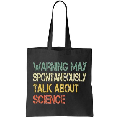 Retro Funny Scientist Warning May Talk About Science Teacher Bag