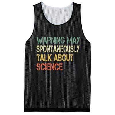 Retro Funny Scientist Warning May Talk About Science Teacher Mesh Reversible Basketball Jersey Tank