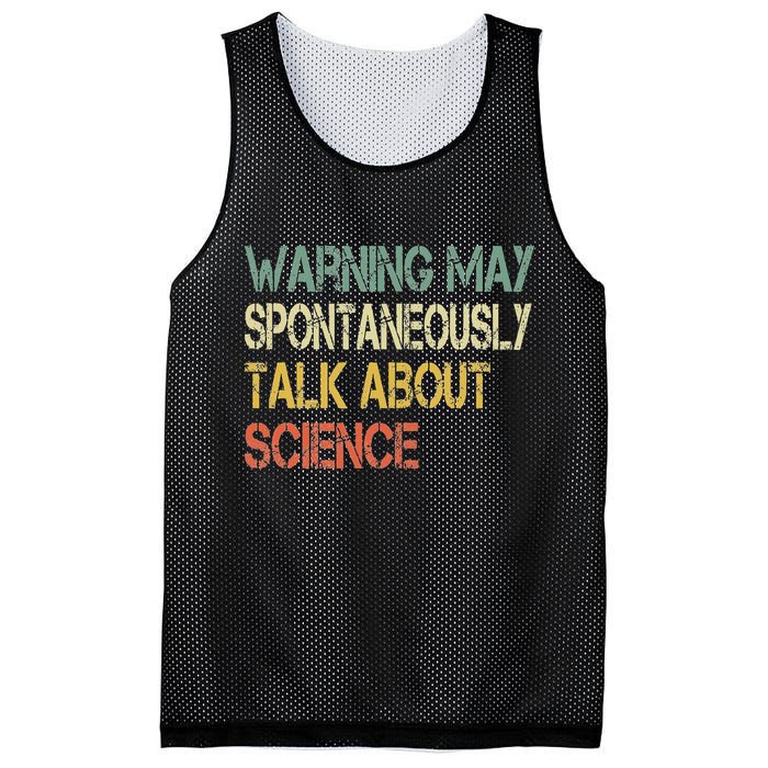 Retro Funny Scientist Warning May Talk About Science Teacher Mesh Reversible Basketball Jersey Tank