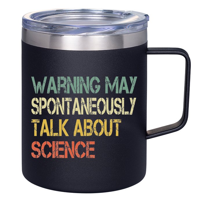 Retro Funny Scientist Warning May Talk About Science Teacher 12oz Stainless Steel Coffee Mug
