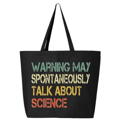 Retro Funny Scientist Warning May Talk About Science Teacher 25L Jumbo Tote