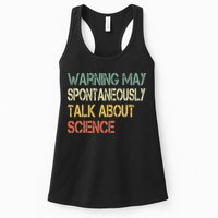 Retro Funny Scientist Warning May Talk About Science Teacher Womens Tank Top