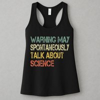 Retro Funny Scientist Warning May Talk About Science Teacher Womens Tank Top
