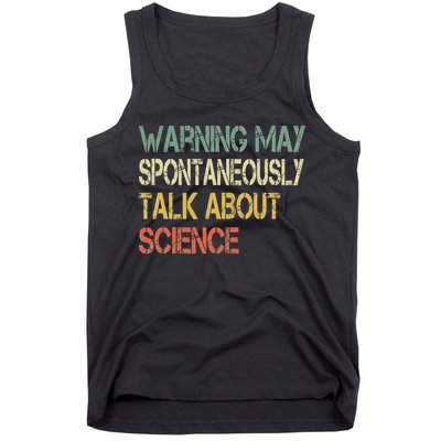 Retro Funny Scientist Warning May Talk About Science Teacher Tank Top