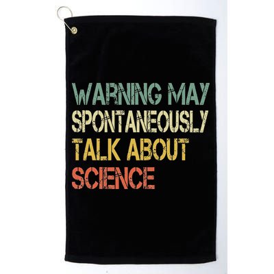 Retro Funny Scientist Warning May Talk About Science Teacher Golf Towel