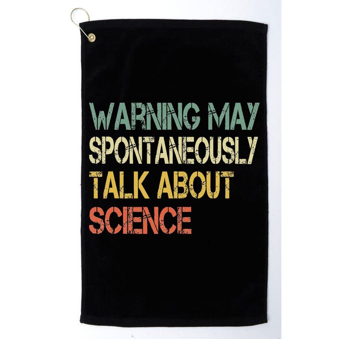 Retro Funny Scientist Warning May Talk About Science Teacher Golf Towel