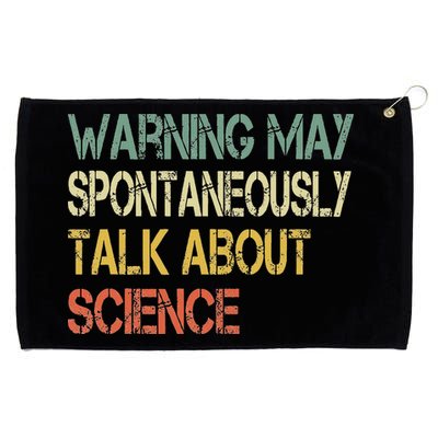 Retro Funny Scientist Warning May Talk About Science Teacher Grommeted Golf Towel