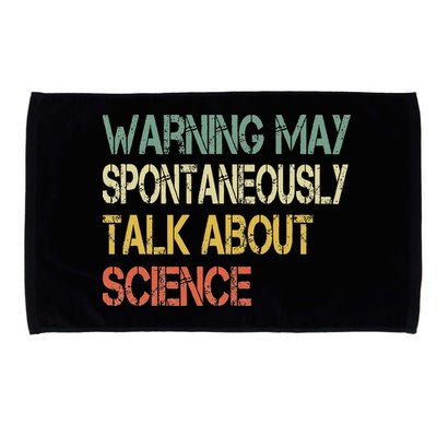 Retro Funny Scientist Warning May Talk About Science Teacher Microfiber Hand Towel